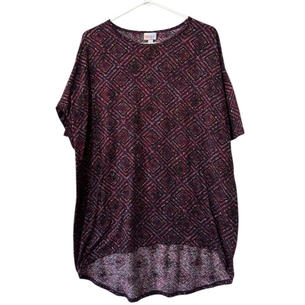 LuLaRoe T Shirt Size Small High Low Short Sleeve Striped Stretch Teacher